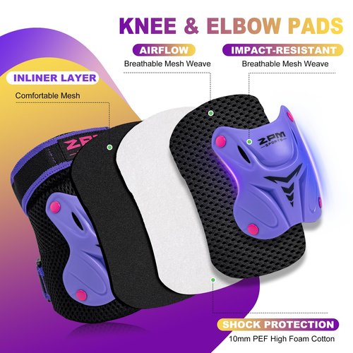 2PM SPORTS Vinal S Inline Skates & Purple M Protective Gear Set