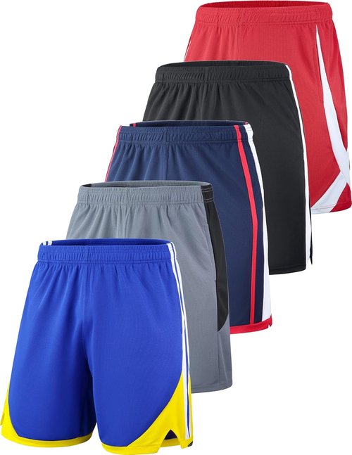 Liberty Imports Men's Quick Dry Basketball Shorts - 5 Pack, 9" Inseam, Pockets for Activewear
