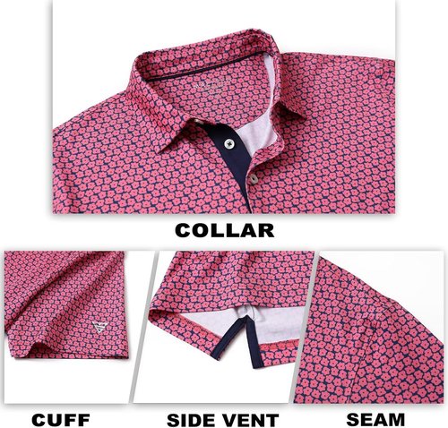 M MAELREG Men's Golf Shirt - Short Sleeve Moisture-Wicking Performance Polo | Stylish Print Design