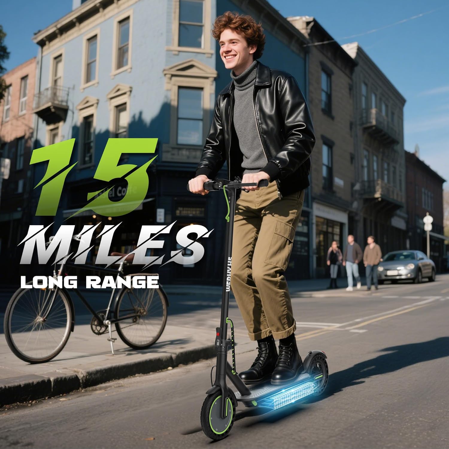 WERHY Electric Scooter - 350W/500W Motor, 19/22 MPH Speed, 15-28 Miles Range | Lightweight & Foldable with Dual Braking Systems