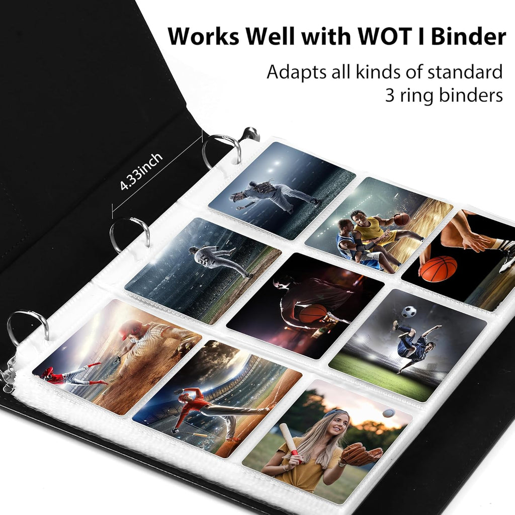 WOT 9-Pocket Trading Card Sleeves - 1440 Double-Sided Clear Protectors for Sports & Game Cards