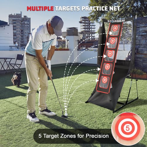 Storgem Golf Net, Golf Chipping Net,Target Training Chip Aids for Precision & Distance,with 5 Distinct Target Heights Challenge and Automatic Ball Return,Improve Your Short Game