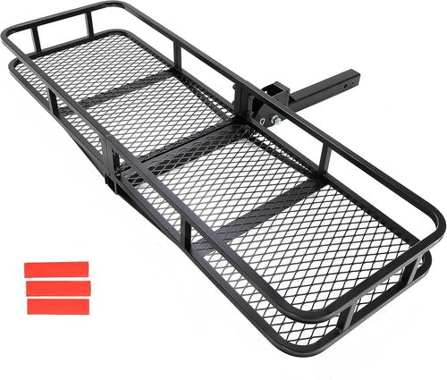 KUAFU Folding Hitch Mount Cargo Carrier - 60"x19.5"x5.5" Rear Luggage Basket for SUVs & Trucks | 550LBS Capacity
