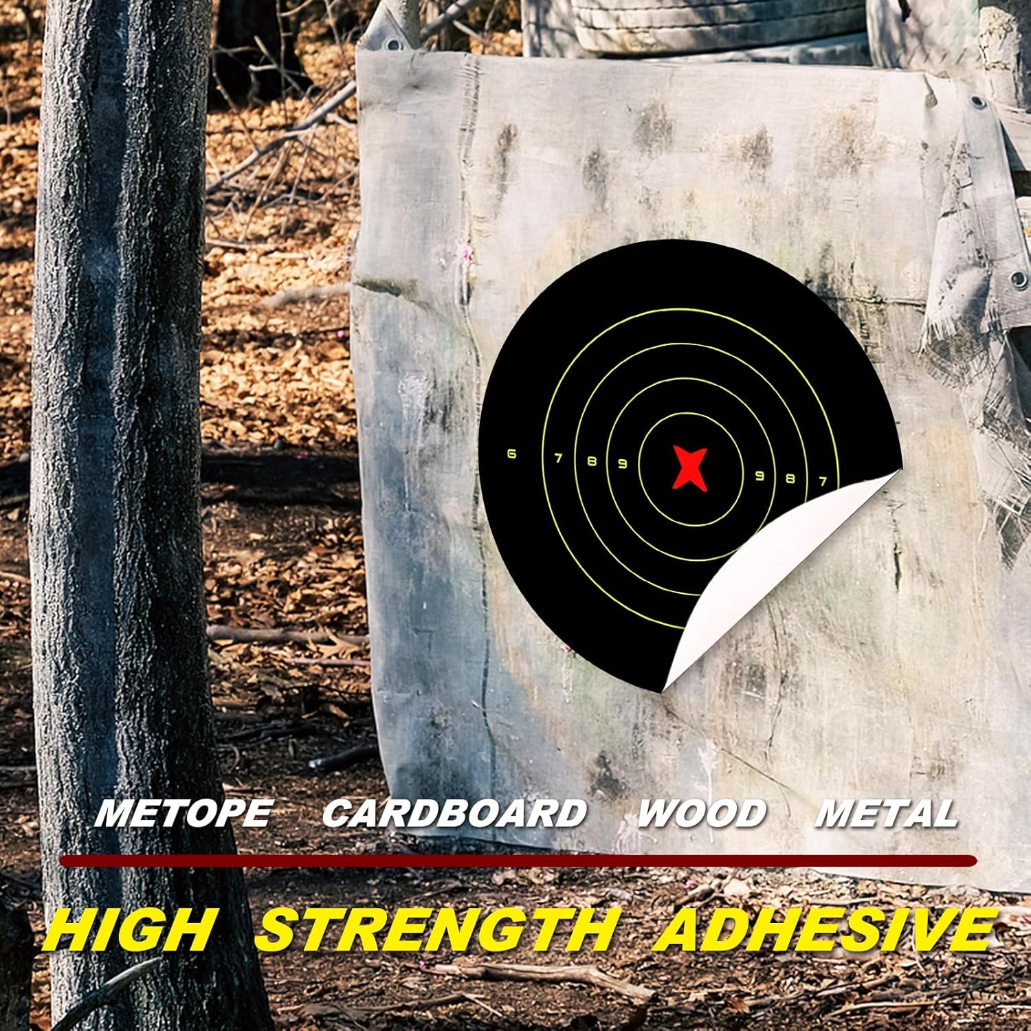 ATFLBOX 8-Inch Fluorescent Yellow Bullseye Shooting Target Stickers - Perfect for Indoor & Outdoor Ranges | Compatible with Handguns, Rifles, and Airsoft