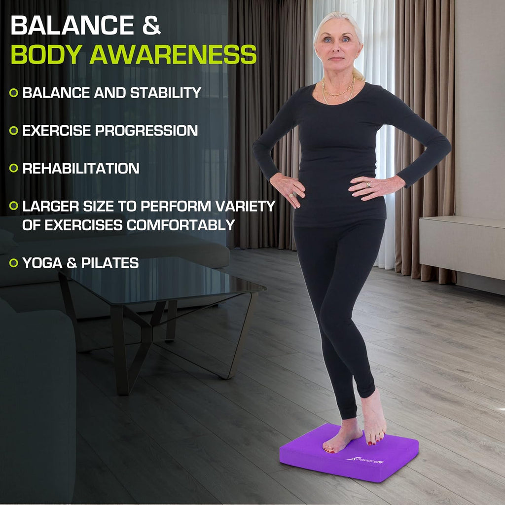 ProsourceFit Balance Pad - Non-Slip Cushioned Foam Mat for Fitness, Yoga & Stability Training