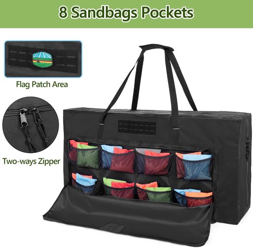 GOBUROS Cornhole Carrying Case - Fits Regulation Size Boards with Padded Shoulder Strap & Sandbag Pockets