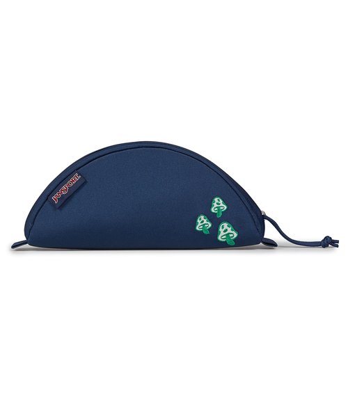 JanSport Luna Small Pouch – Padded Taco-Style Design with Main Zippered Compartment, Mushroom Embroidery