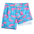 maamgic Mens Swim Trunks with Compression Liner 7 Inch Inseam Mens Bathing Suit Quick Dry Swimming Trunks Swimsuit Blue and Pink Crocodile XX-Large