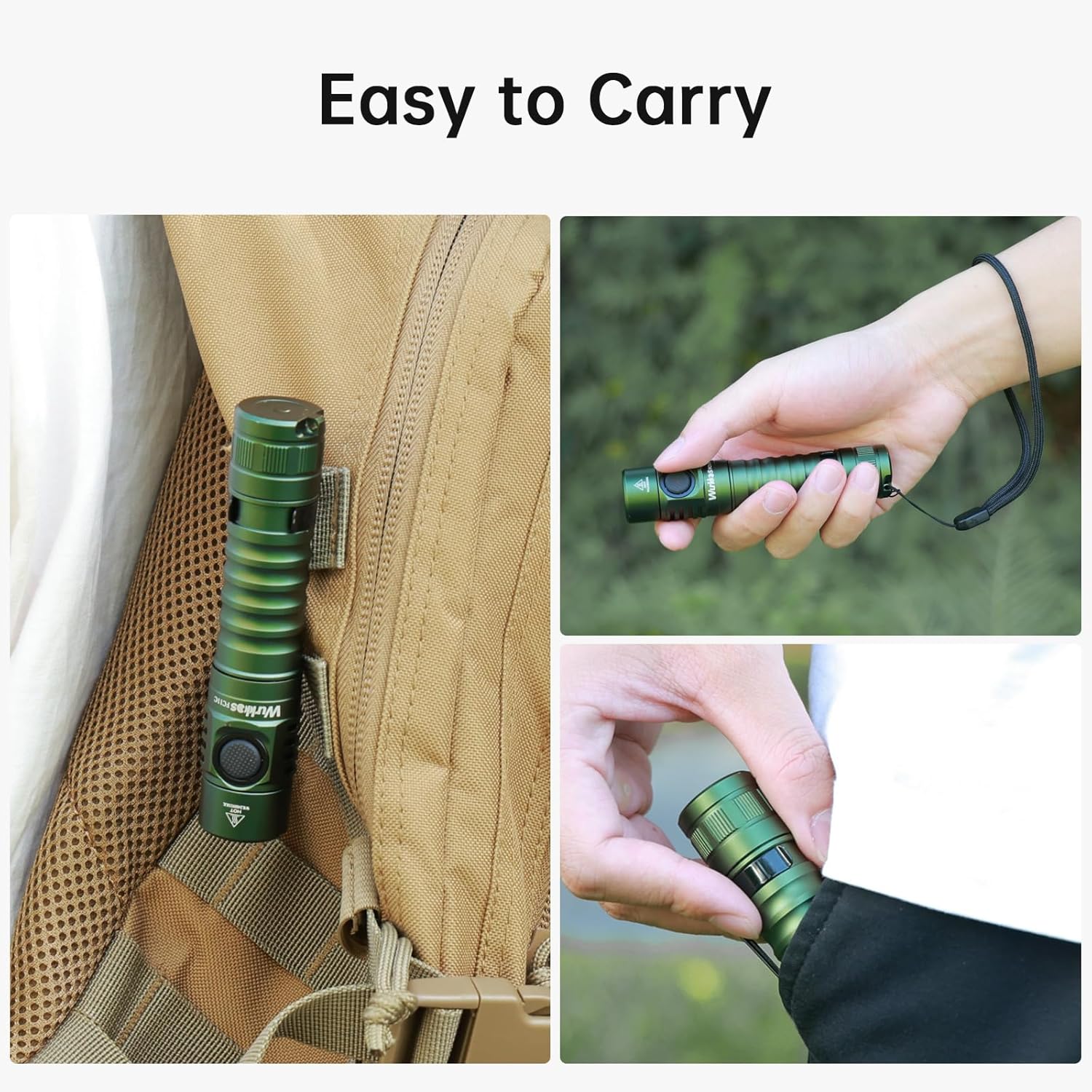 Wurkkos FC11C LED Flashlight - Rechargeable EDC Light with 1200 Lumens, IP68 Waterproof, Green 5000K