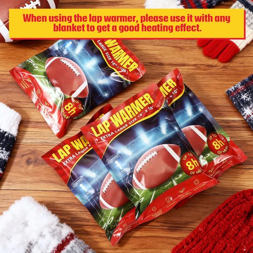 Foilswirl 6 Pcs Lap Warmers Largest Warmers with Adhesive Backing 16" x 10" Air Activated Heat Packs 8 Hours Long Lasting Disposable Lap Warmer for Camping Outdoor Sporting Events Cold Weather