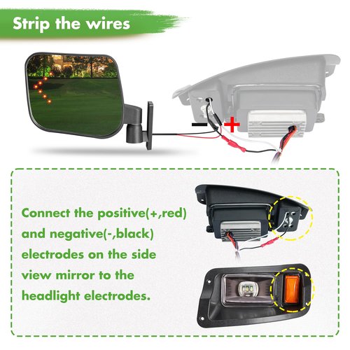 10L0L Golf Cart Mirrors with Turn Signal Side Rear View Mirror Set Compactible with EZGO Club Car Yamaha Gas & Electric Golf Carts
