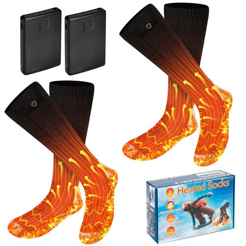 2 Pack Heated Socks for Men Women, APP Control Rechargeable Electric Heated Socks for Up to 10 Hours Electric Socks with 4 Heat Settings Foot Warmers for Winter,Skiing,Hunting,Hiking,Outdoor Work