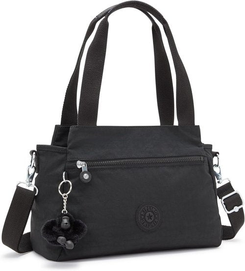 Kipling Womens Elysia Bag, Lightweight, Multi-compartment Magnetic Snap Pockets, Shoulder Crossbody Bag, Black Noir, 11.5 L X 9 H X 5 D US