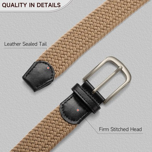 GAEKEAO Elastic Braided Stretch Belt for Men - Perfect Gift for Golf, Casual Shorts & Jeans