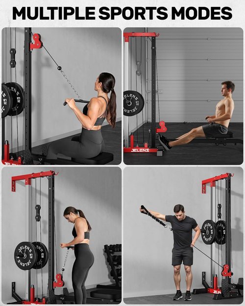 JELENS RC01 Foldable LAT Pulldown Machine - Adjustable Seat & 16 Positions | Home Gym Cable Station