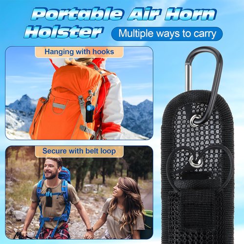 Bear Horn Holster - 2 Pack 1.4Oz Air Horn Holder with Adjustable Elastic Cord | Portable Pouch for Hiking & Safety