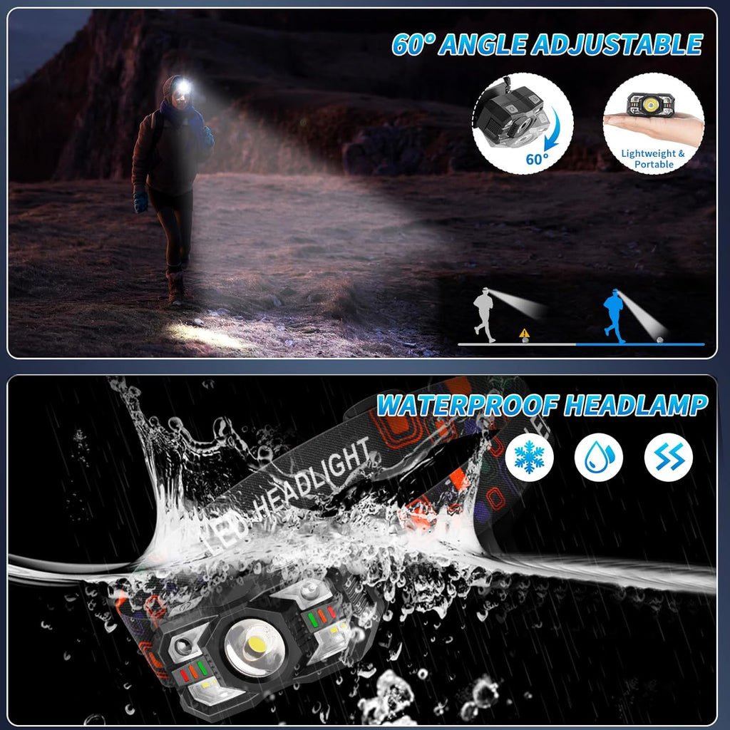 Staaricc Rechargeable LED Headlamp - Motion Sensor & Red Light | 2-Pack for Running, Camping, and More