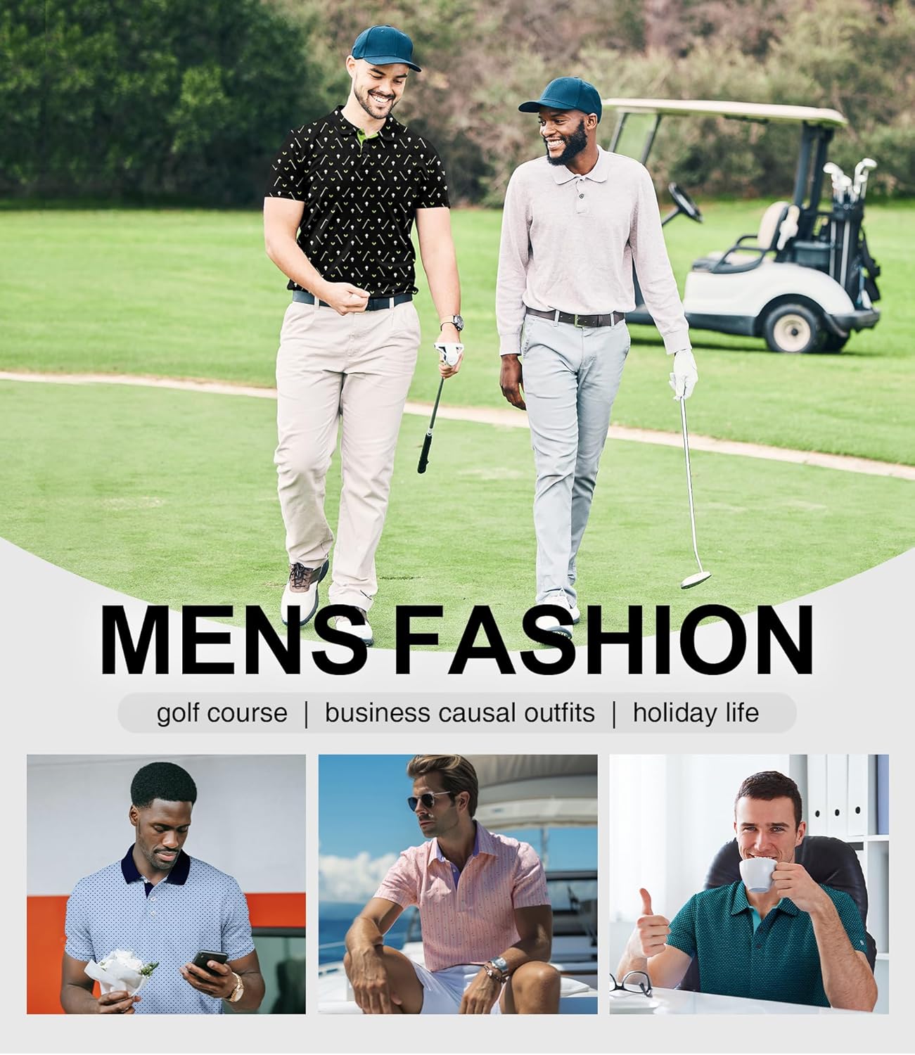 ZITY Men's Golf Polo Shirt - Short Sleeve Moisture-Wicking Performance | Casual & Golf Wear