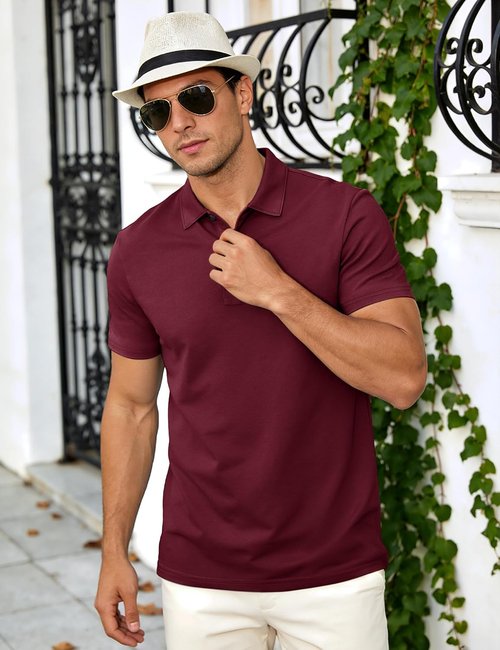 MAGCOMSEN Men's Polo Shirts - Short Sleeve Dry Fit Performance Golf Shirt | Casual Collared Design