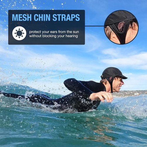 Ho Stevie! Floating Surf Cap - Protect Against Sunburn & Glare - Secure Fit with Comfy Chin Straps