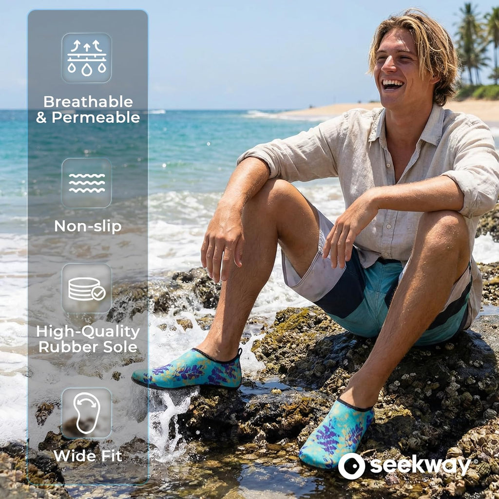 SEEKWAY Water Shoes Women Men Adult Quick-Dry Aqua Socks Barefoot Non Slip for Beach Swim River Pool Lake surf Black SK002(U)