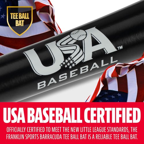 Franklin Sports Teeball Bat - Venom & Barracuda Aluminum Composite - USA Baseball Certified for Youth - Drop -10 to -13