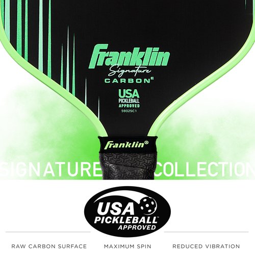 Franklin Sports Pro Pickleball Paddles - Signature Carbon Series -T700 Carbon Fiber Surface - USA Pickleball (USAP) Tournament Approved - 13mm Polypropylene Core - Green