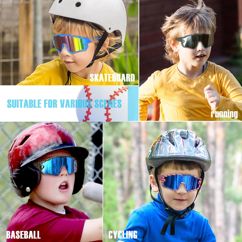 Skiennix Kids Sunglasses - Youth Baseball Glasses for Boys & Girls 6-14 | UV Protection Goggles