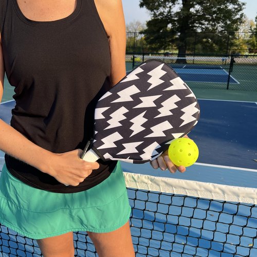 Racquet Inc Pickleball Paddle Cover Sleeve – Fun & Stylish Neoprene Case – Padded Zippered Pickleball Case – Fits Standard Size Paddles – Lightweight Protective Holder – Padded Sleeve (High Voltage)