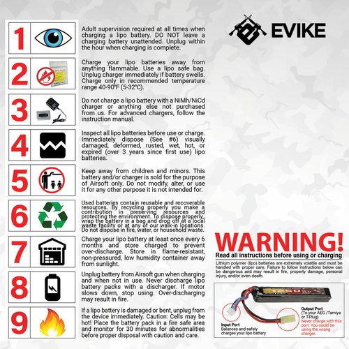 Evike Airsoft - Matrix High Performance 11.1V Stick Type Airsoft LiPo Battery (Model: 1000mAh - 20C / Deans)