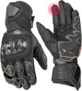 KEMIMOTO Leather Motorcycle Gloves - ESA Cushioning & Kevlar Carbon Fiber Knuckle Protection | Unisex Riding Gear