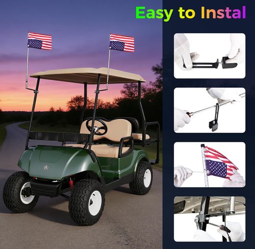 2 Pack Golf Cart Whip Light - 210 Selectable Lighting Modes, Easy Installation, Waterproof Whip Light with Color Width Flow Direction Customization for Golf Carts 2.53FT