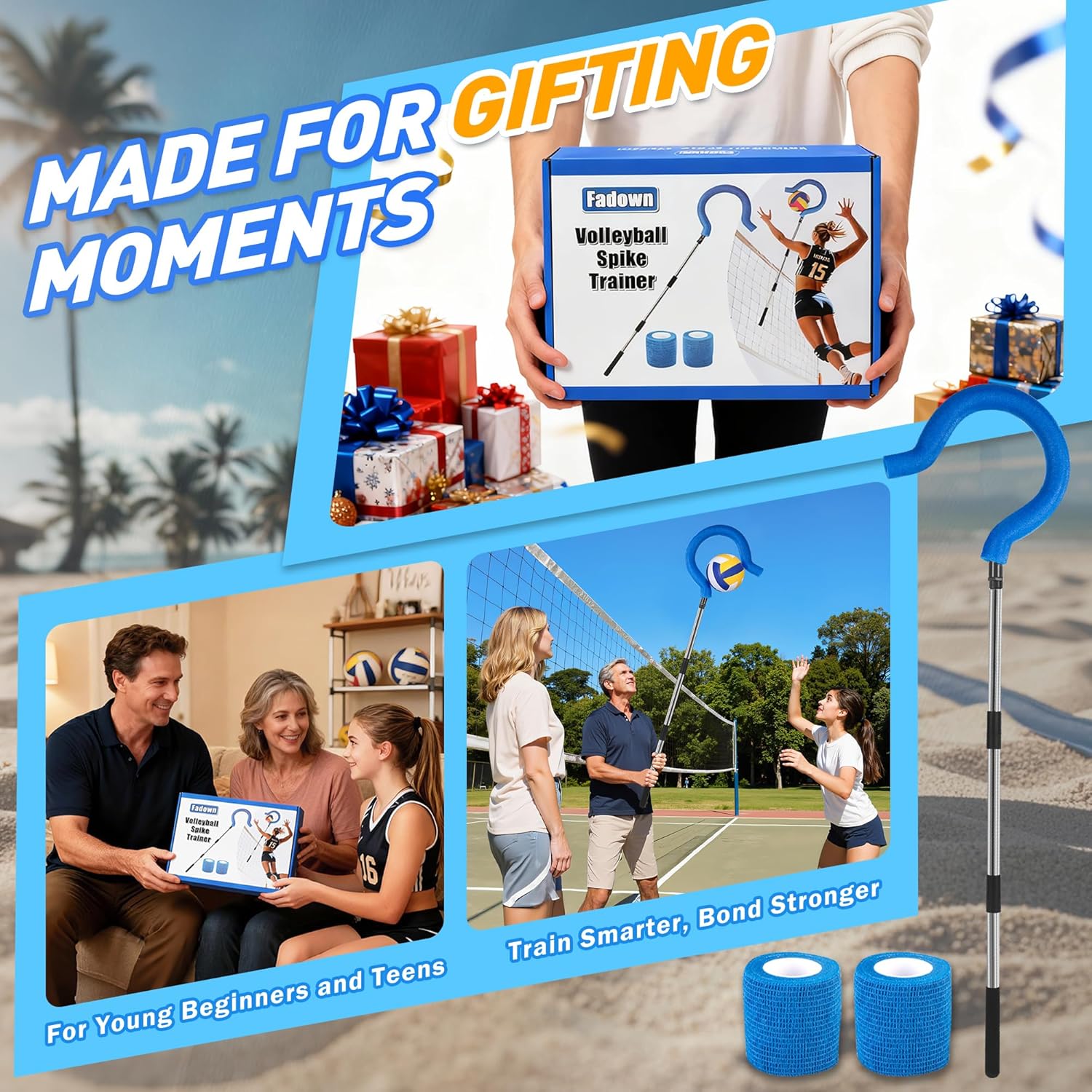 Skiennix Adjustable Volleyball Spike Trainer - Portable Lightweight Hitting Trainer for Serving & Spiking (No Ball)