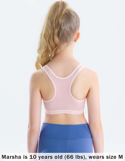 ZIAUGB Training Bras for Girls 8-14 - Wireless Seamless Sports Bra with Lightly Padded, Breathable Racerback - 4-Pack_ZB1332_75A