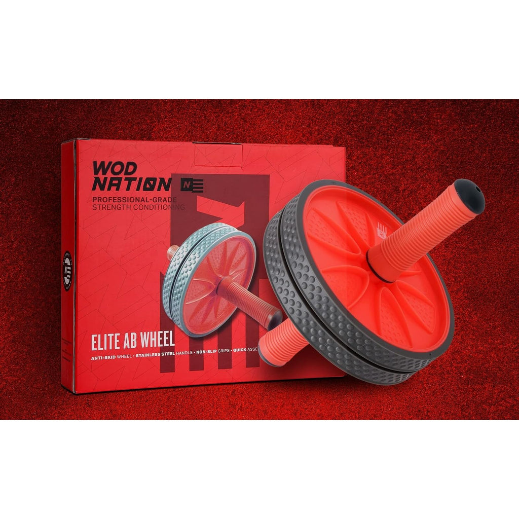 WOD Nation Ab Roller - Black & Red, Modern Core Fitness Equipment for Home Gym & Travel - Ab Wheel for Workout & Core Stability
