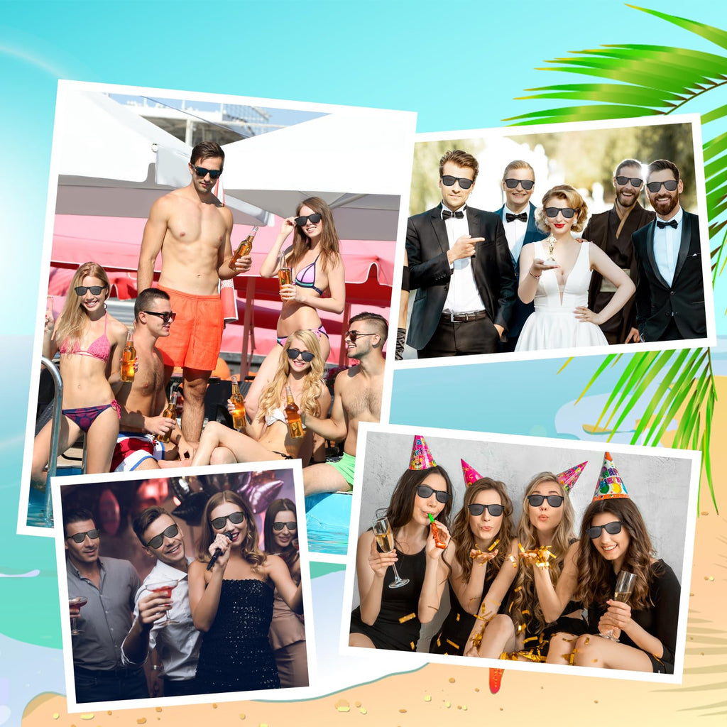 ASTARON Black Novelty Sunglasses Bulk, 6 Pack Black Novelty Sunglasses Party Favors for Summer Beach Pool Wedding Party,Great Gift for Pool, Birthday Party Supplies Goody Bag Favors