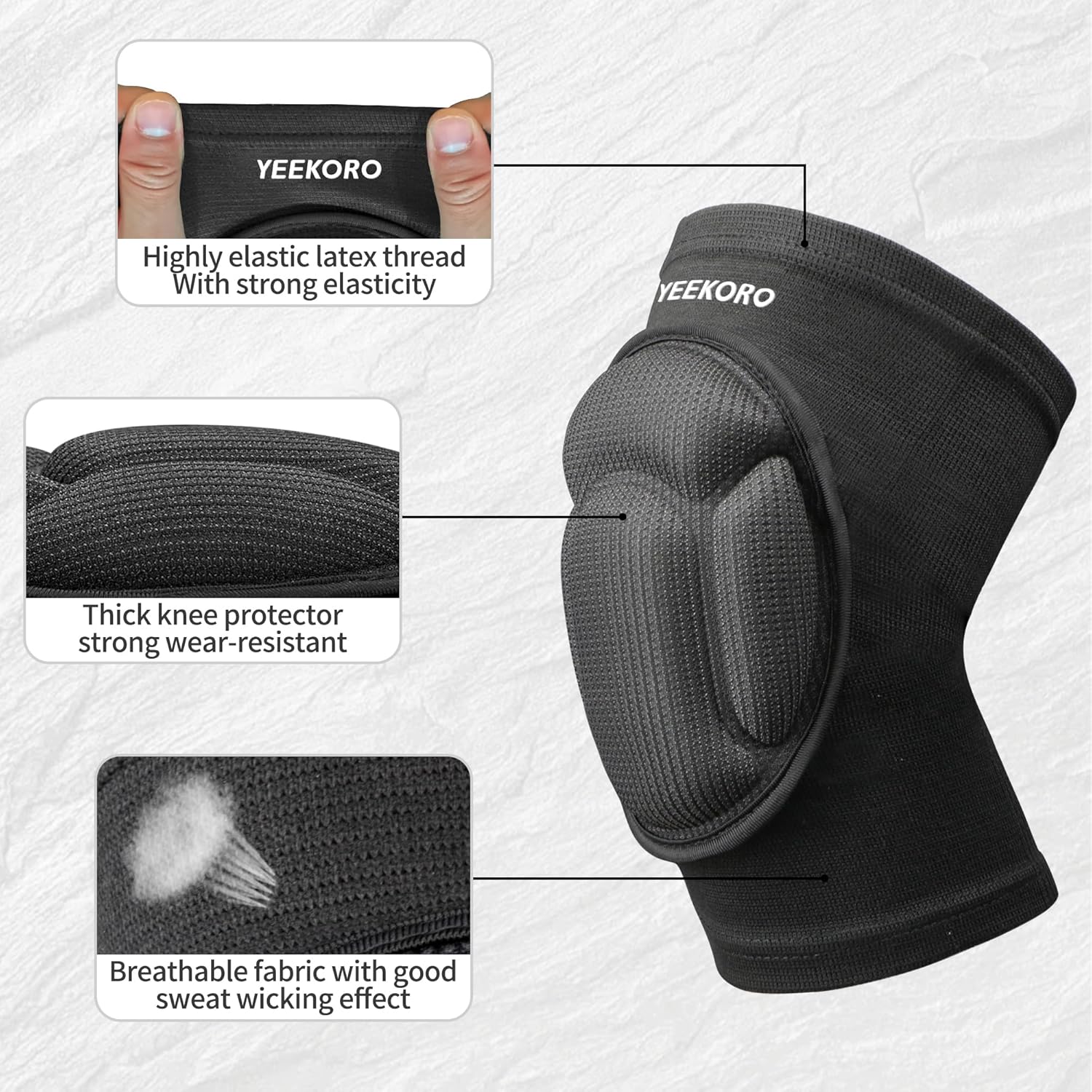 Skiennix Knee Pads - Thickened SBR Sports Support Sleeves for Pain Relief | Anti-Slip Design, 1 Pair