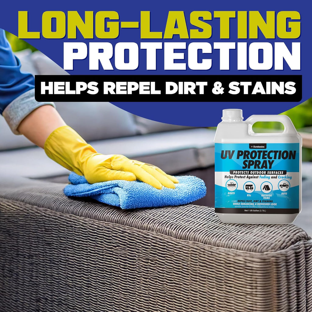 UV Protection Spray - Non-Greasy Matte Finish for Outdoor Surfaces | Reduces Fading, Cracking & Stains - Includes Sprayer & Towel