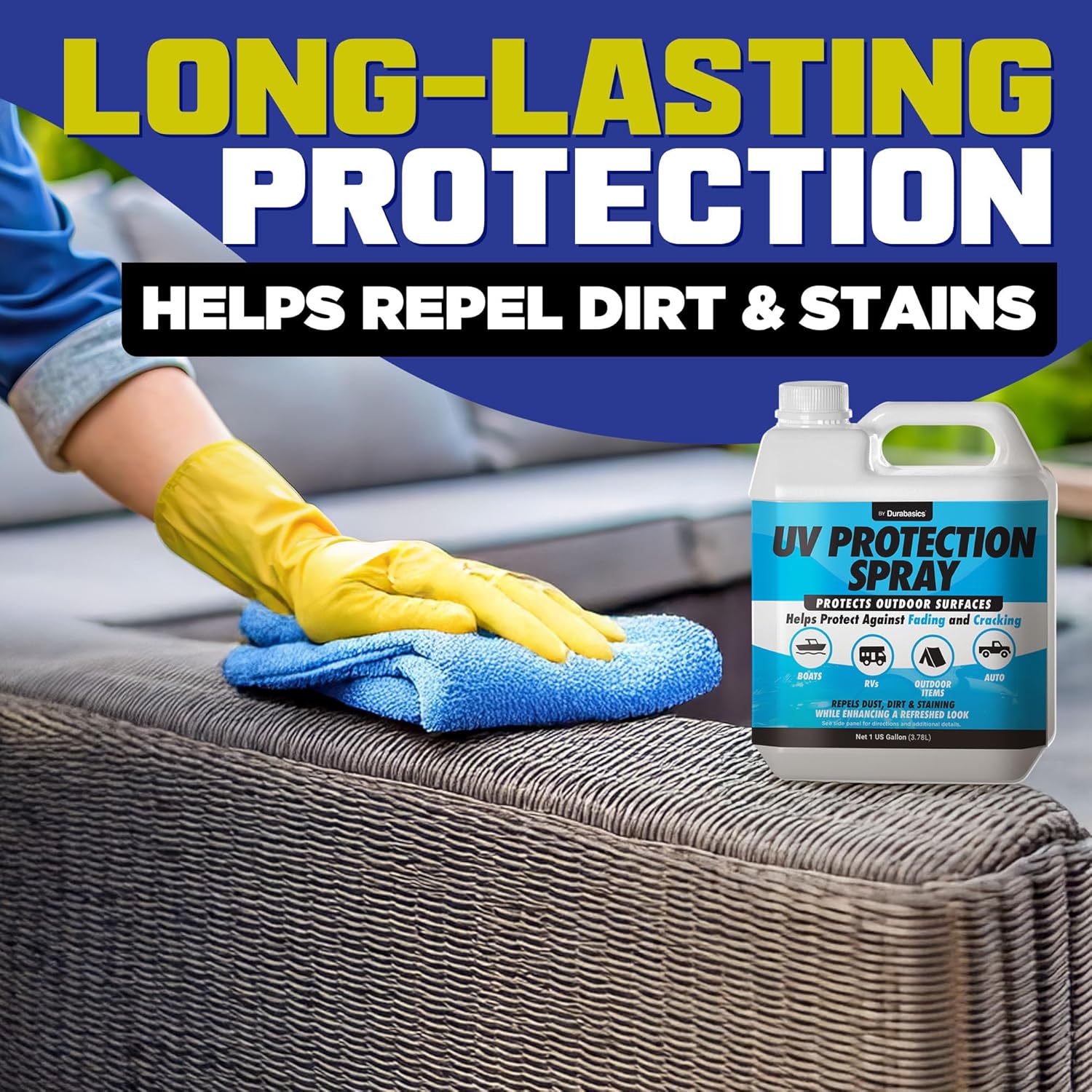UV Protection Spray - Non-Greasy Matte Finish for Outdoor Surfaces | Reduces Fading, Cracking & Stains - Includes Sprayer & Towel