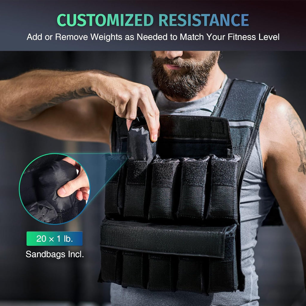 ZELUS Weighted Vest - Adjustable 20lb to 60lb for Enhanced Home Workouts | Ideal for Cardio & Strength Training