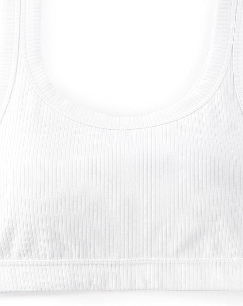 CRZ YOGA Ribbed Sports Bra - U Back Wireless Medium Impact Padded Yoga Cami for Women