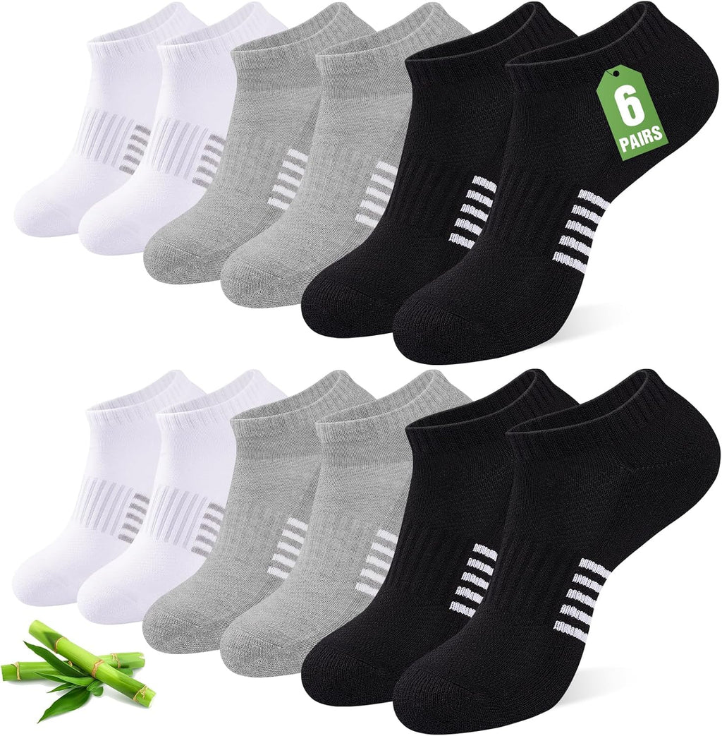 Skiennix Ankle Socks for Women - 6 Pairs Bamboo Viscose, Breathable & Moisture-Wicking, Low Cut