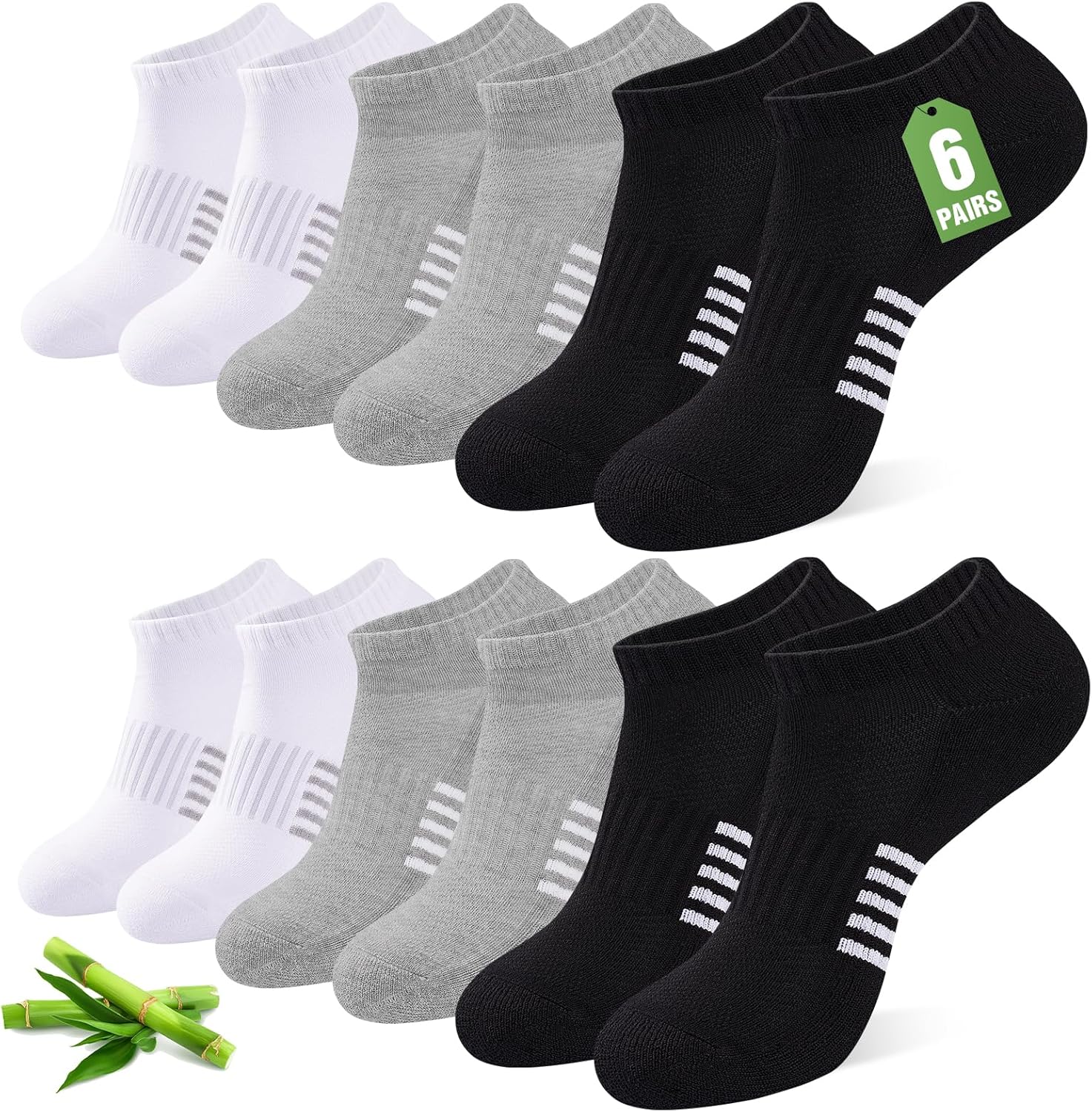 Skiennix Ankle Socks for Women - 6 Pairs Bamboo Viscose, Breathable & Moisture-Wicking, Low Cut