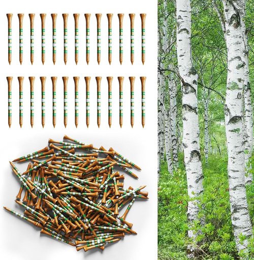 FINGER TEN Golf Tees - Wooden Tees for Men | 100 Pack, 1.5" to 3.25" Sizes, Durable & Stable