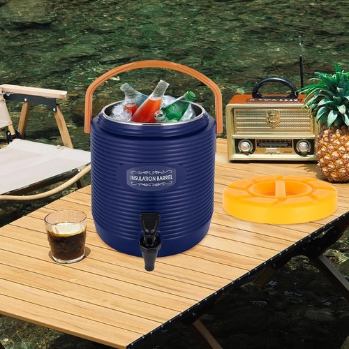 Insulated Beverage Dispenser - 3 Gallon Portable Hot & Cold Drink Cooler | Stainless Steel Interior (Blue)