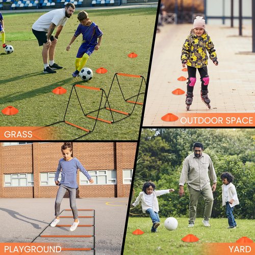 Agility Ladder, Speed Ladder, Agility Ladder Speed Training Equipment, Football Ladder, Footwork Ladder, Training Ladder For Footwork, Foldable Quick Assembly & Non - Tangling & Storage Bag (8 Rung)