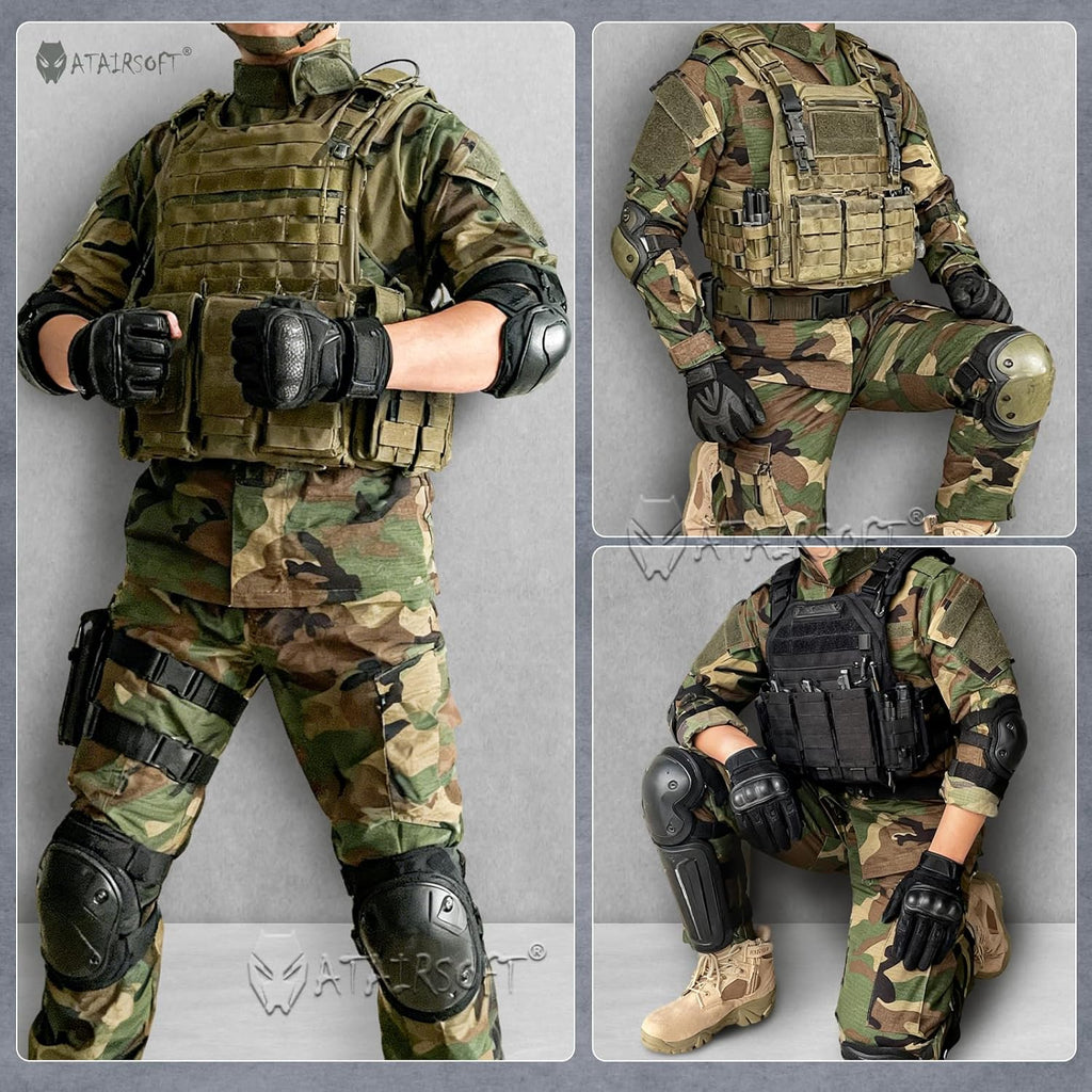 Skiennix Tactical Military Camo BDU Uniform Set - Ripstop Combat Shirt & Pants for Outdoor Activities