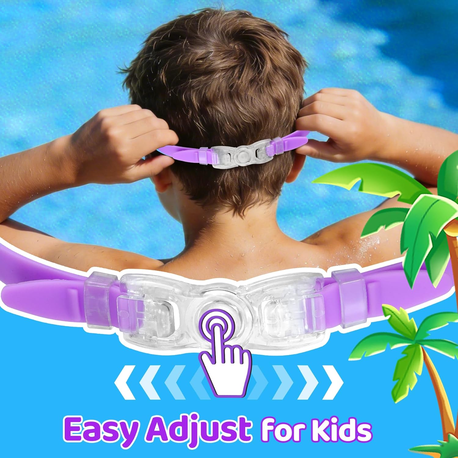 Vvinca Swim Goggles - Anti-Fog & UV Protection | No Leaking Design for Kids Ages 3-15 (2 Pack)