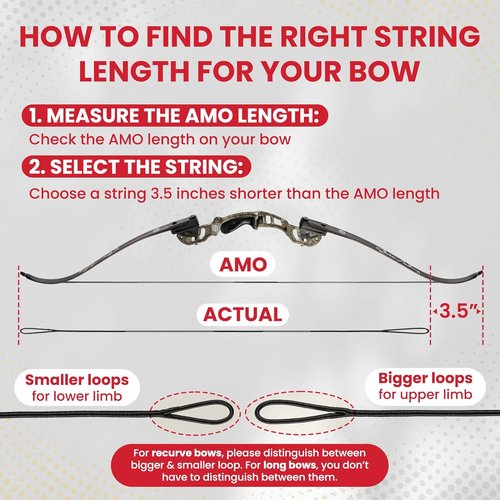 Legend Recurve Bow String - Durable Dacron Replacement - Fits 48in to 66in Bows - 12-16 Strands