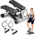 Sunny Health & Fitness Mini Stepper - Full Body Cardio Workout Machine with Resistance Bands & App Connection
